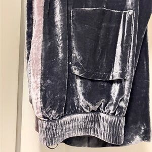 Zara Velvet Joggers in pink and Gray